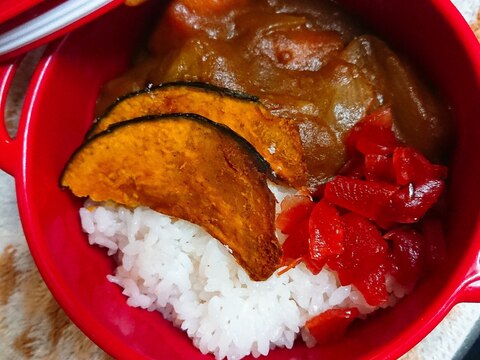 カレーライス弁当☆かぼちゃ素揚げ